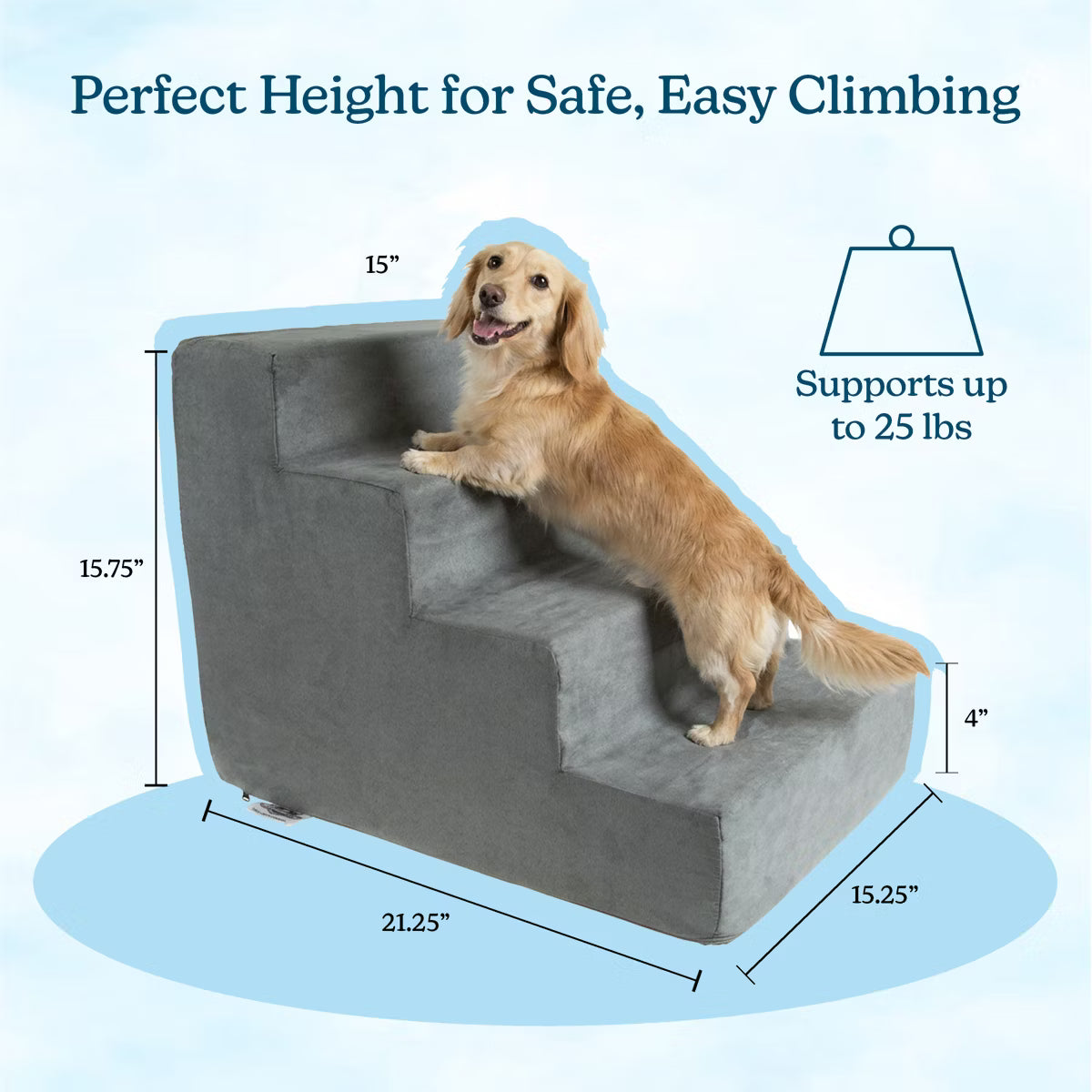 4-Step Stairs for Dogs and Cats - High-Density Foam