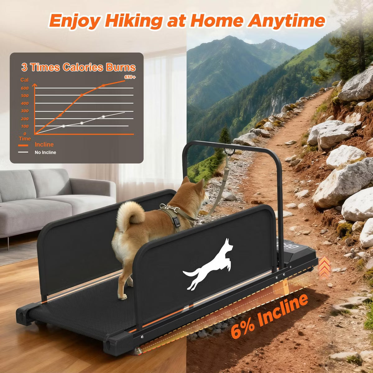Blaze Foldable 2-in-1 Pet & Human Treadmill with Ultra Quiet 2.5HP Moto