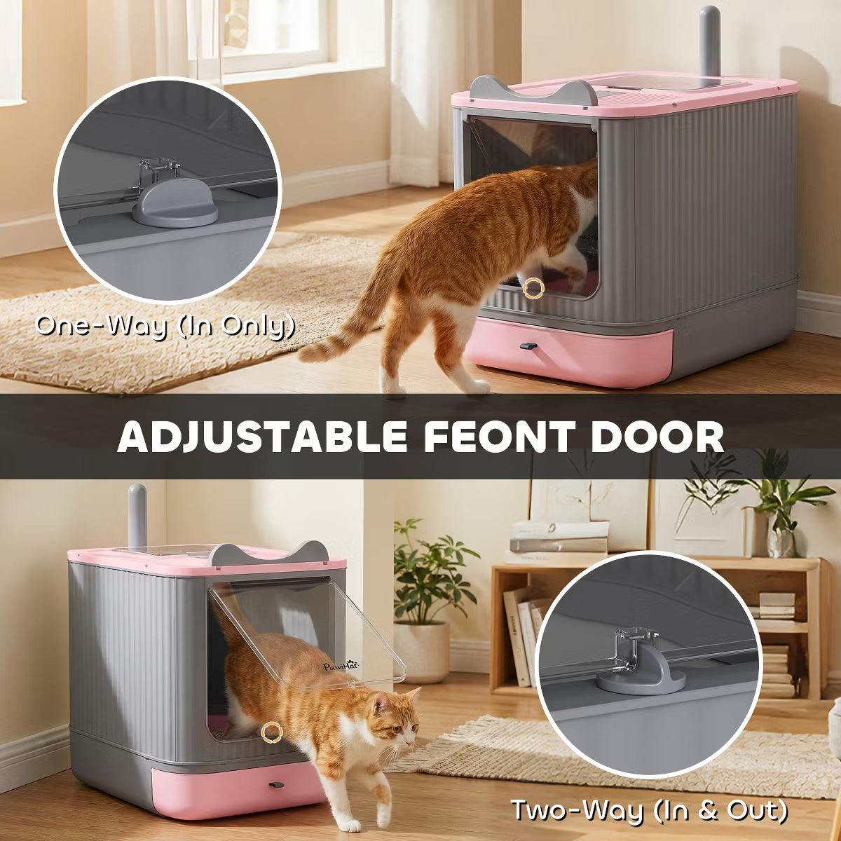 Cat Litter Box with Lid, Enclosed Litter Box for Medium Cats