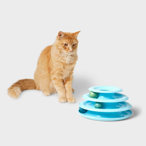 3 Layer Trackball Interactive Cat Toy Blue