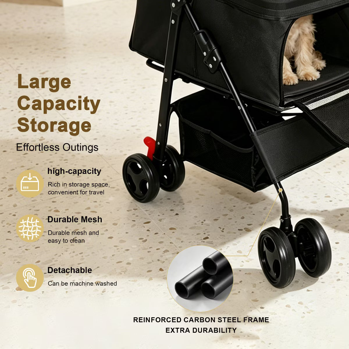 Pet Stroller for Small Dogs and Cats Under 28 lbs,
