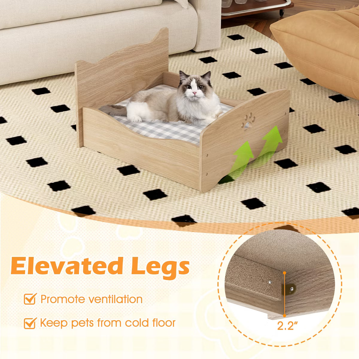 levated Pet Bed Frame Indoor Large Cat Bed