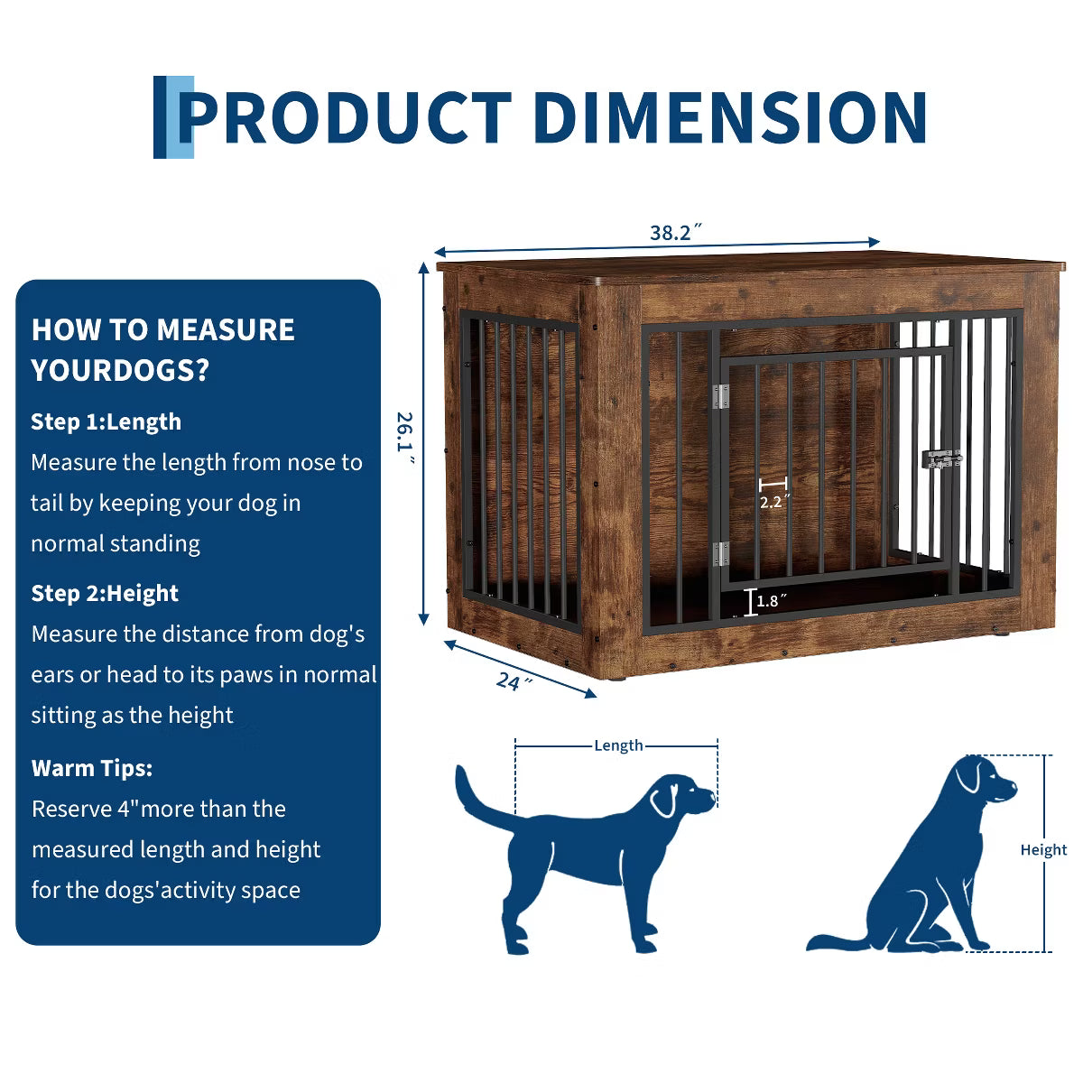Wood Fusion Dog Cage Indoor As Side End Table,