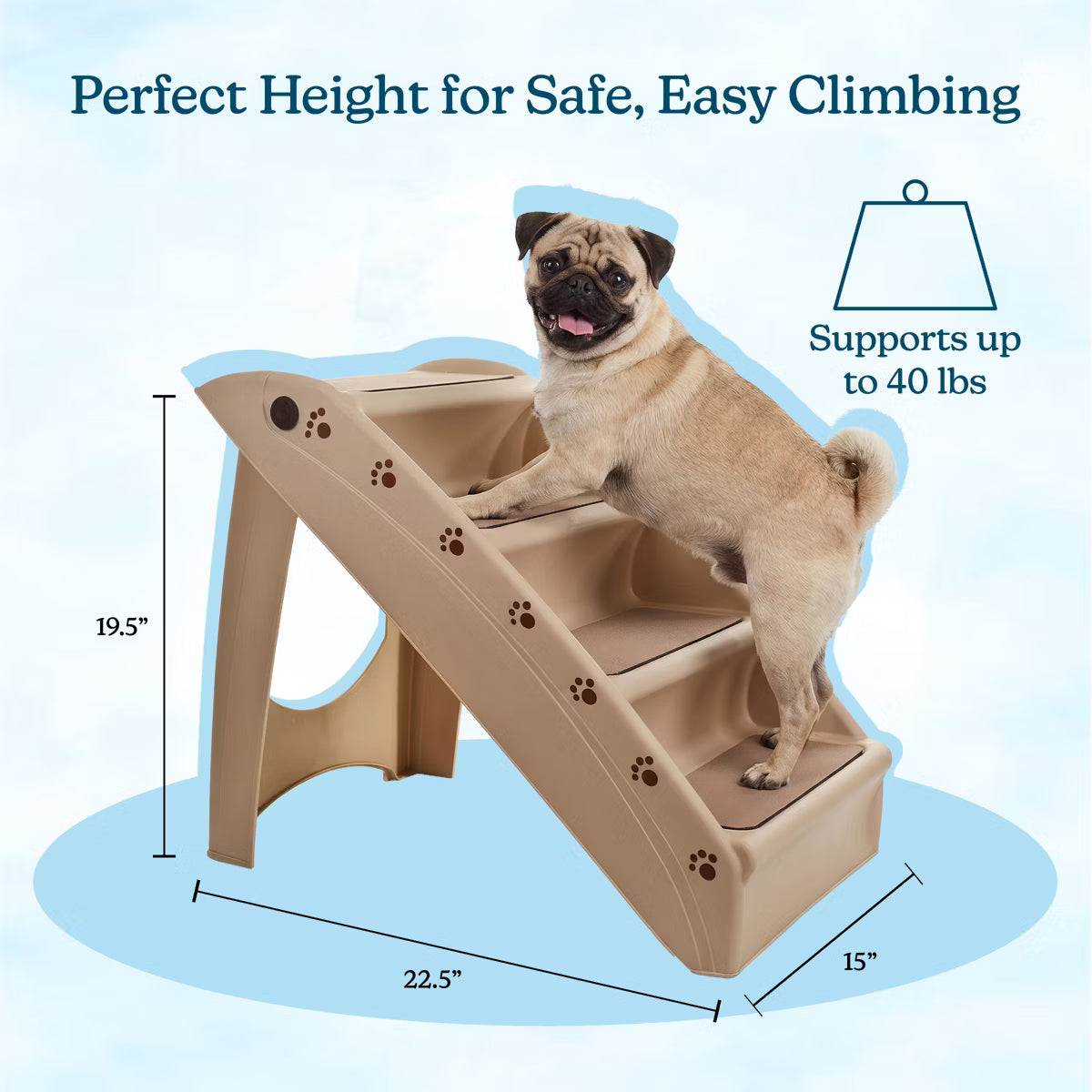 Pet Adobe 4-Step Folding Pet Stairs - 22.5" x 15" x 19.5"