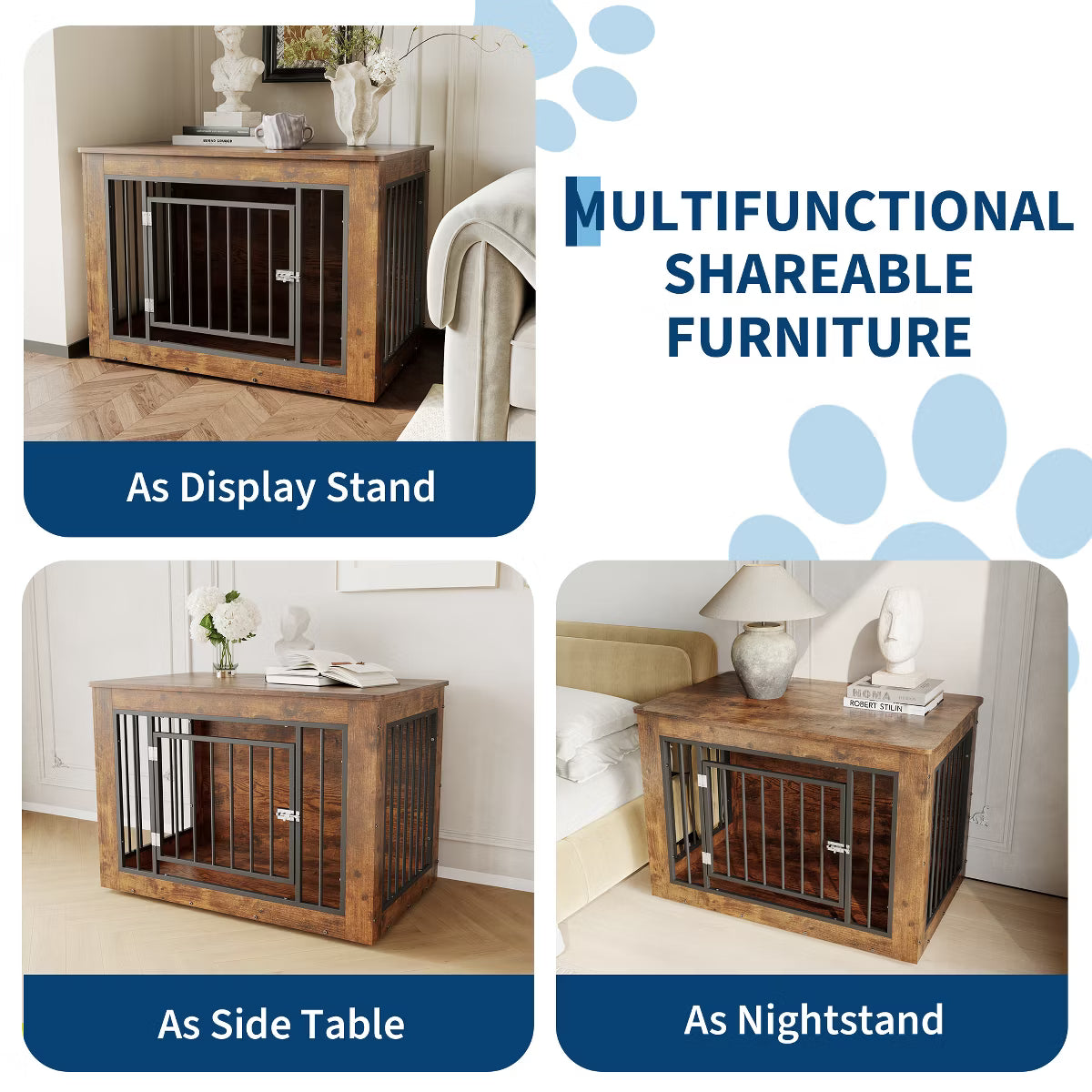 Wood Fusion Dog Cage Indoor As Side End Table,