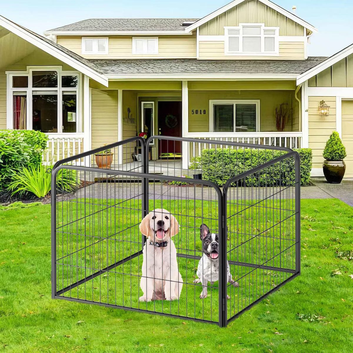24 Inch Height, Indoor/Outdoor Folding Metal Portable Puppy Exercise Pen