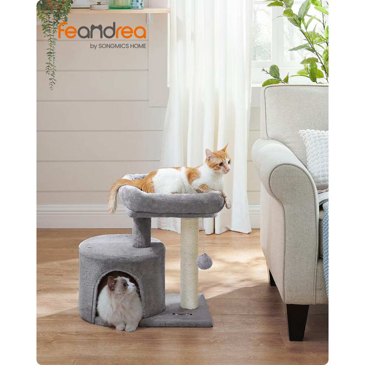 Cat Tree Tower with Sisal Scratching Post, Cat Condo with Padded Perch,