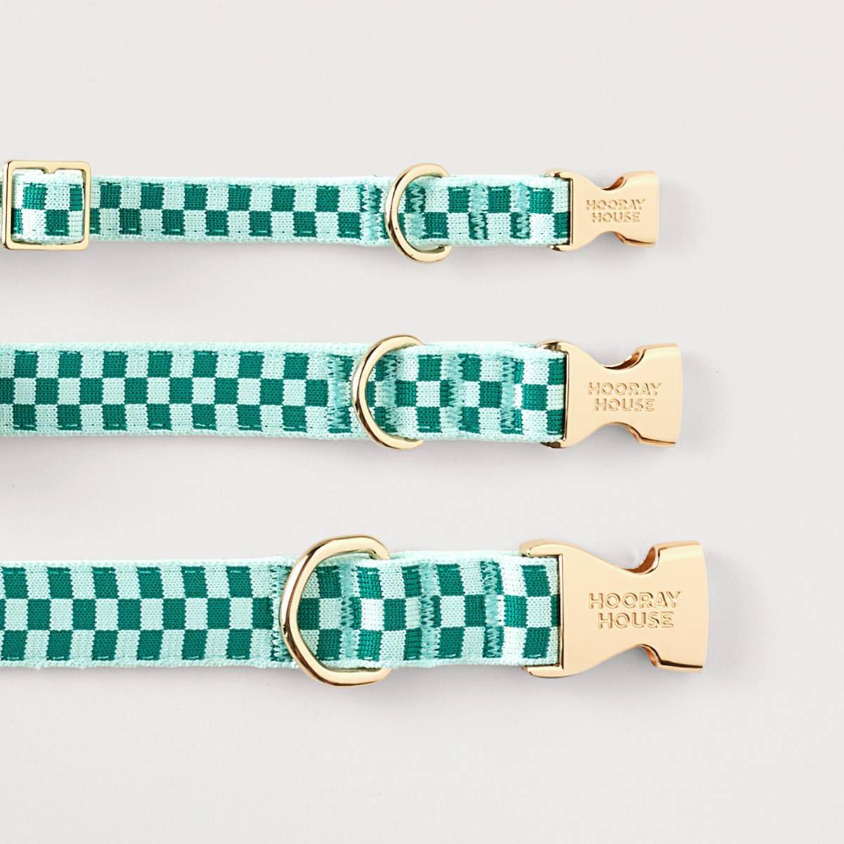 Knit Checker Dog Collar - Green