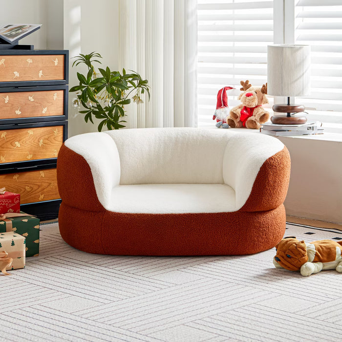 Orange Round Dog Sofa Bed No Assembly Required,