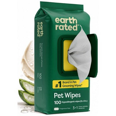 Earth Rated Thick Dog Grooming Wipes, 100 Count - Unscented or Lavender