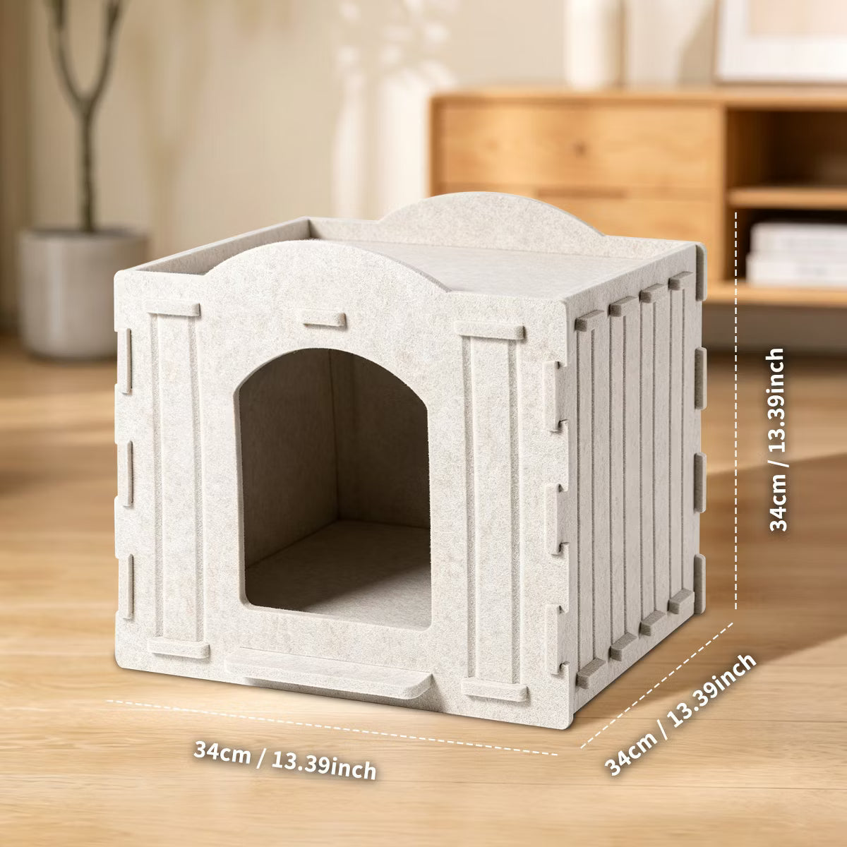 Foldable Felt Cat House Bed with Hanging Ball