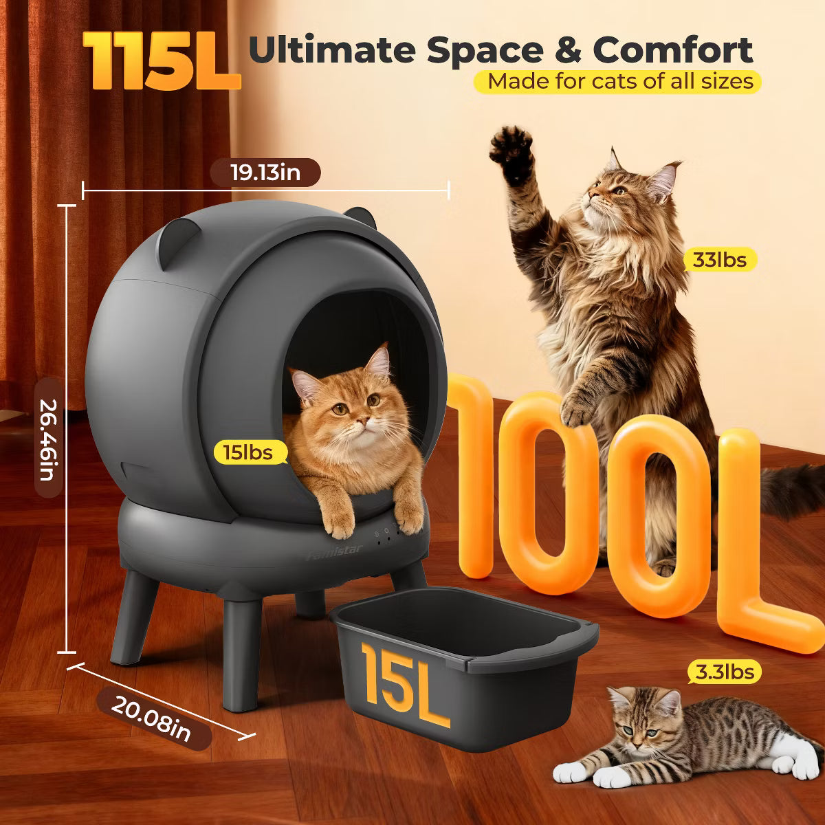Self Cleaning Litter Box with App Control