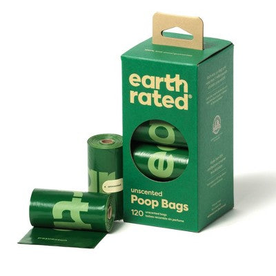 Earth Rated Leak-Proof Dog Poop Bags, 120 Count with Pull-and-Tear Rolls - Unscented or Lavender