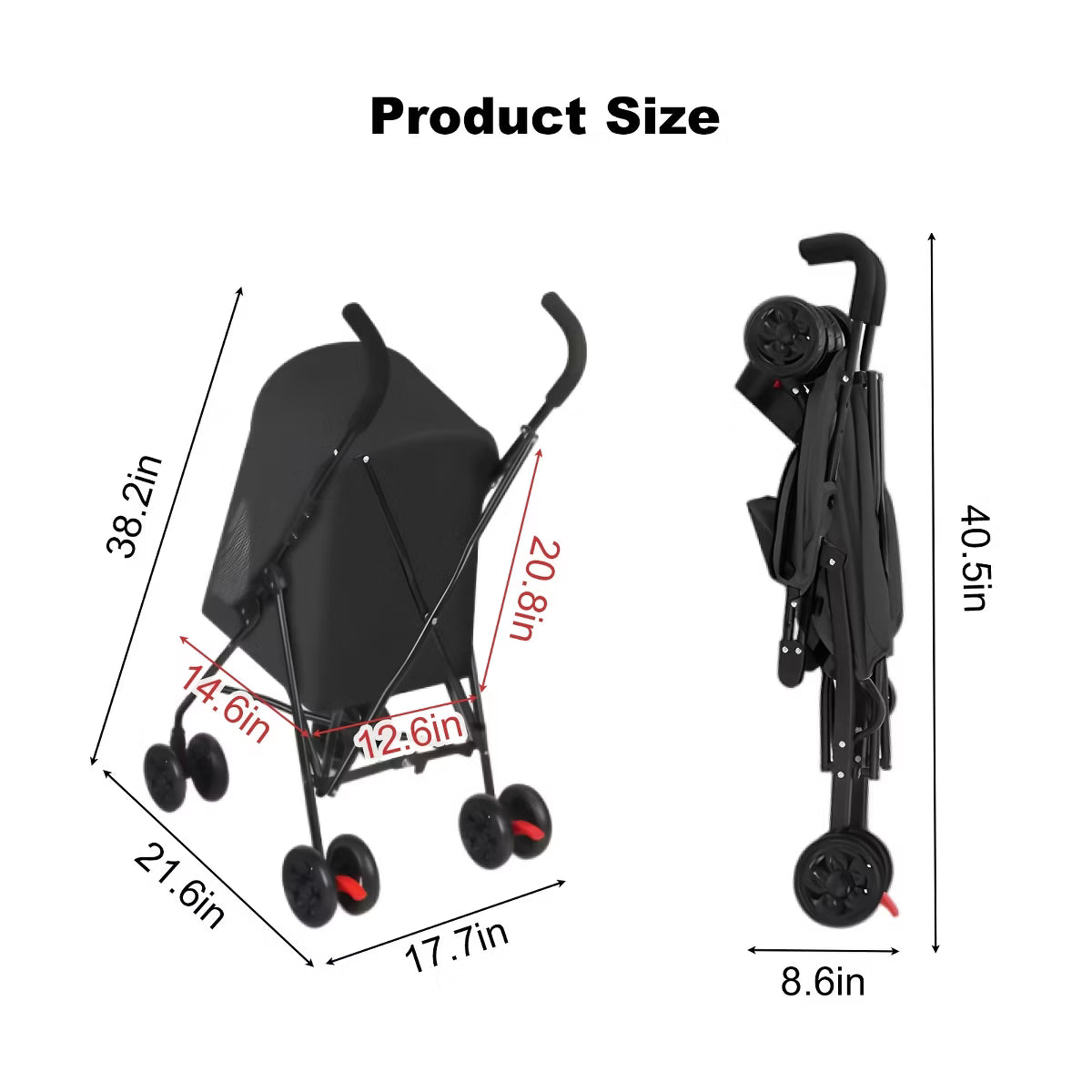 38.2-inch Pet Stroller (for Small Dogs and Cats