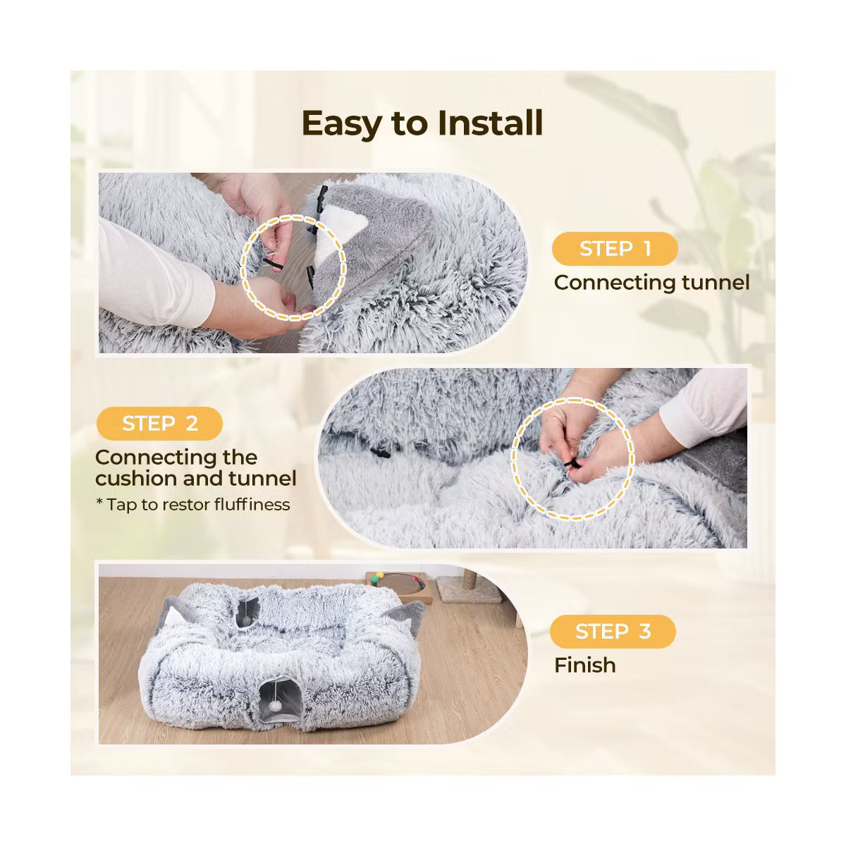 Cat Tunnel Bed Pet Toy for Indoor Cats