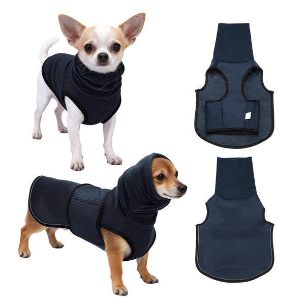 Breathable Adjustable Dog Anxiety Calming Hoodie for Thunder Fireworks Separation Dark Blue S