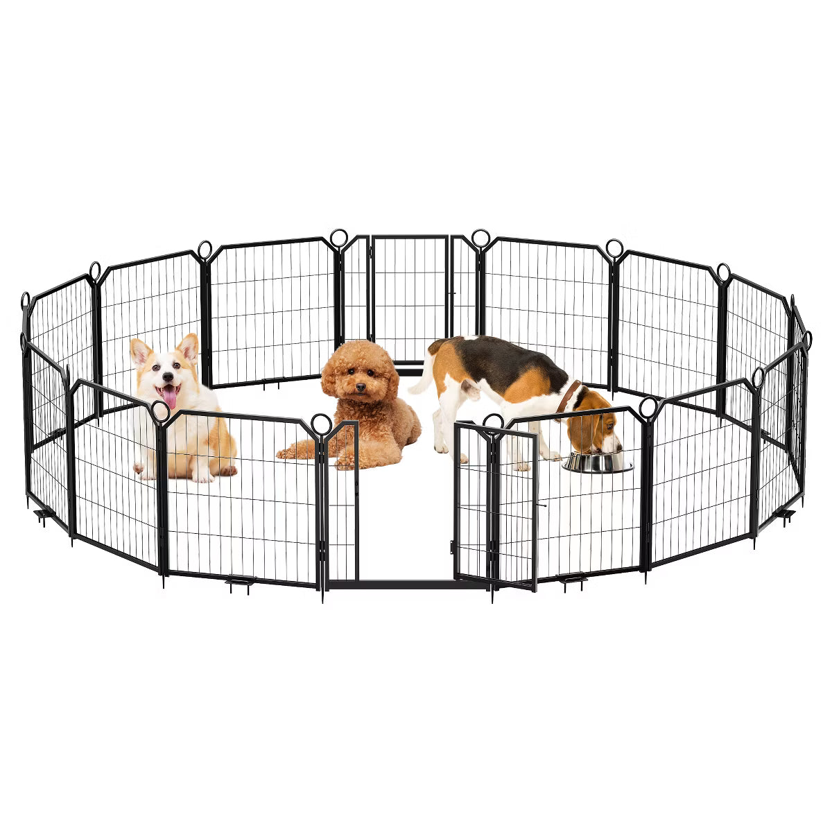 16 Panel Metal Dog Playpen – Portable Exercise Pen with Gate