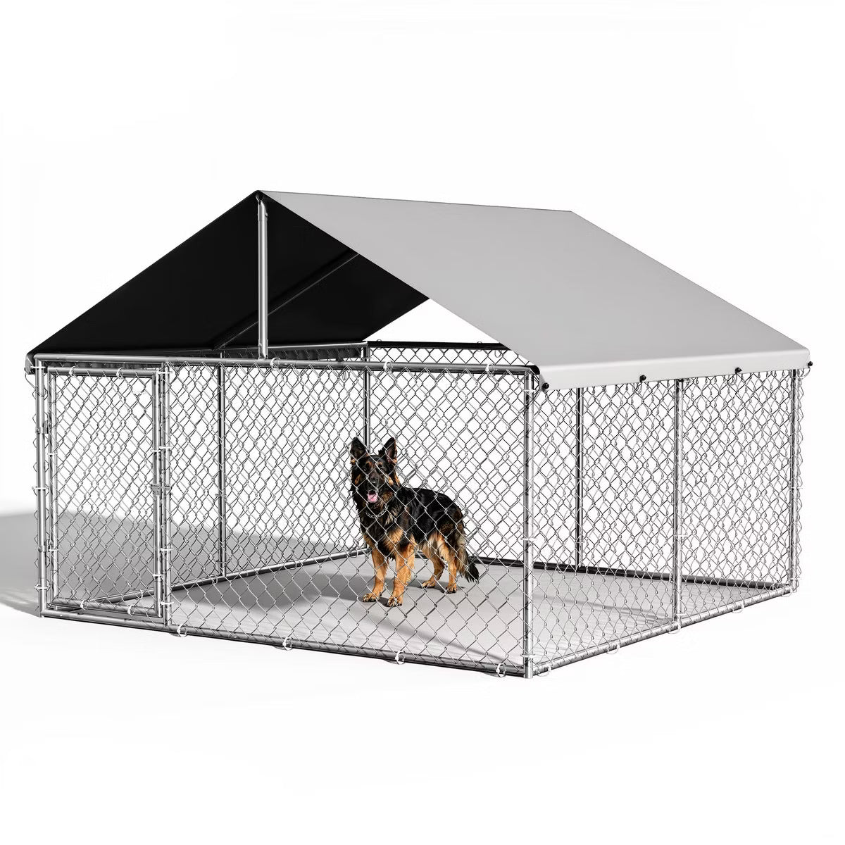Outdoor Dog Kennel with Waterproof Cover & Lockable Door