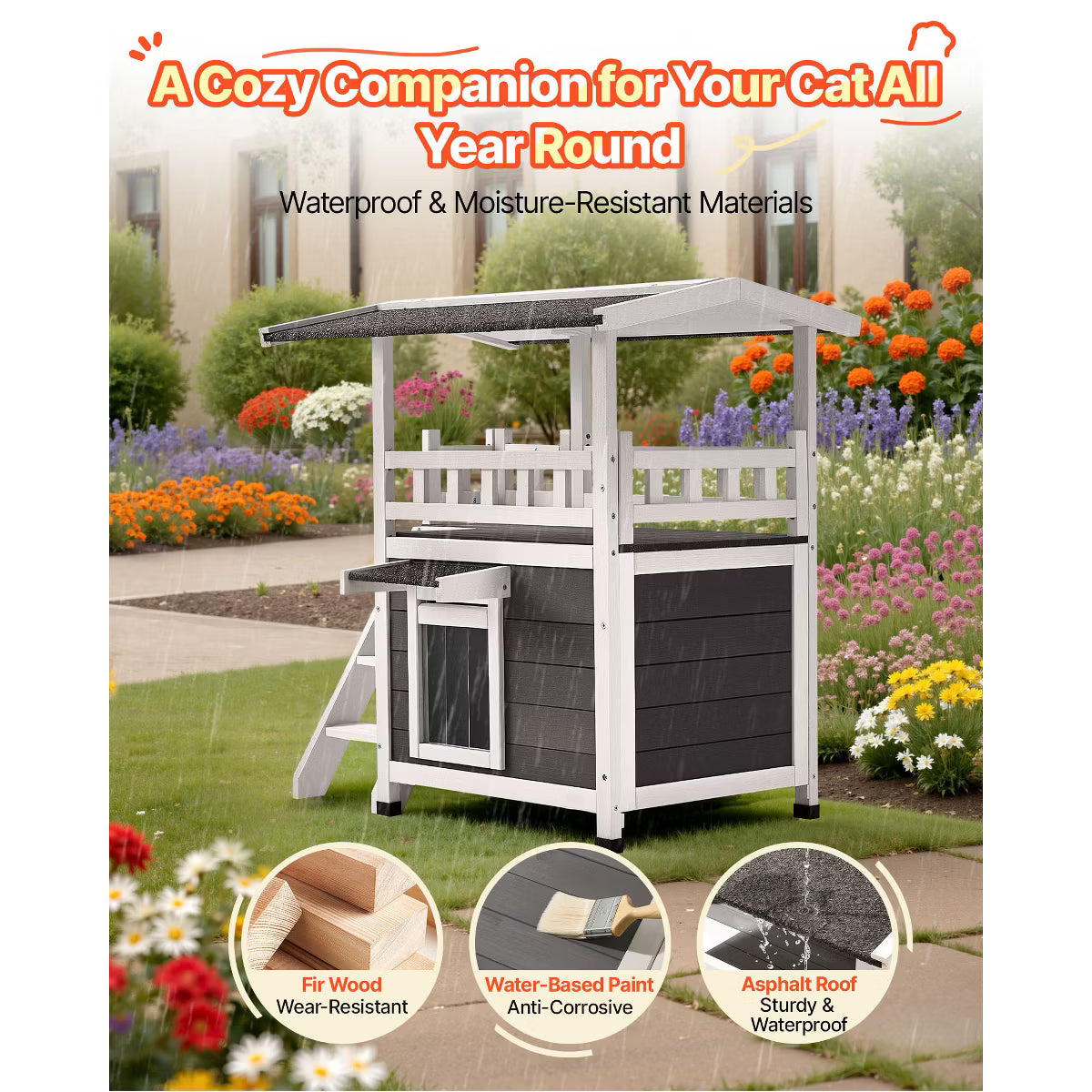 Outdoor Cat House Gray