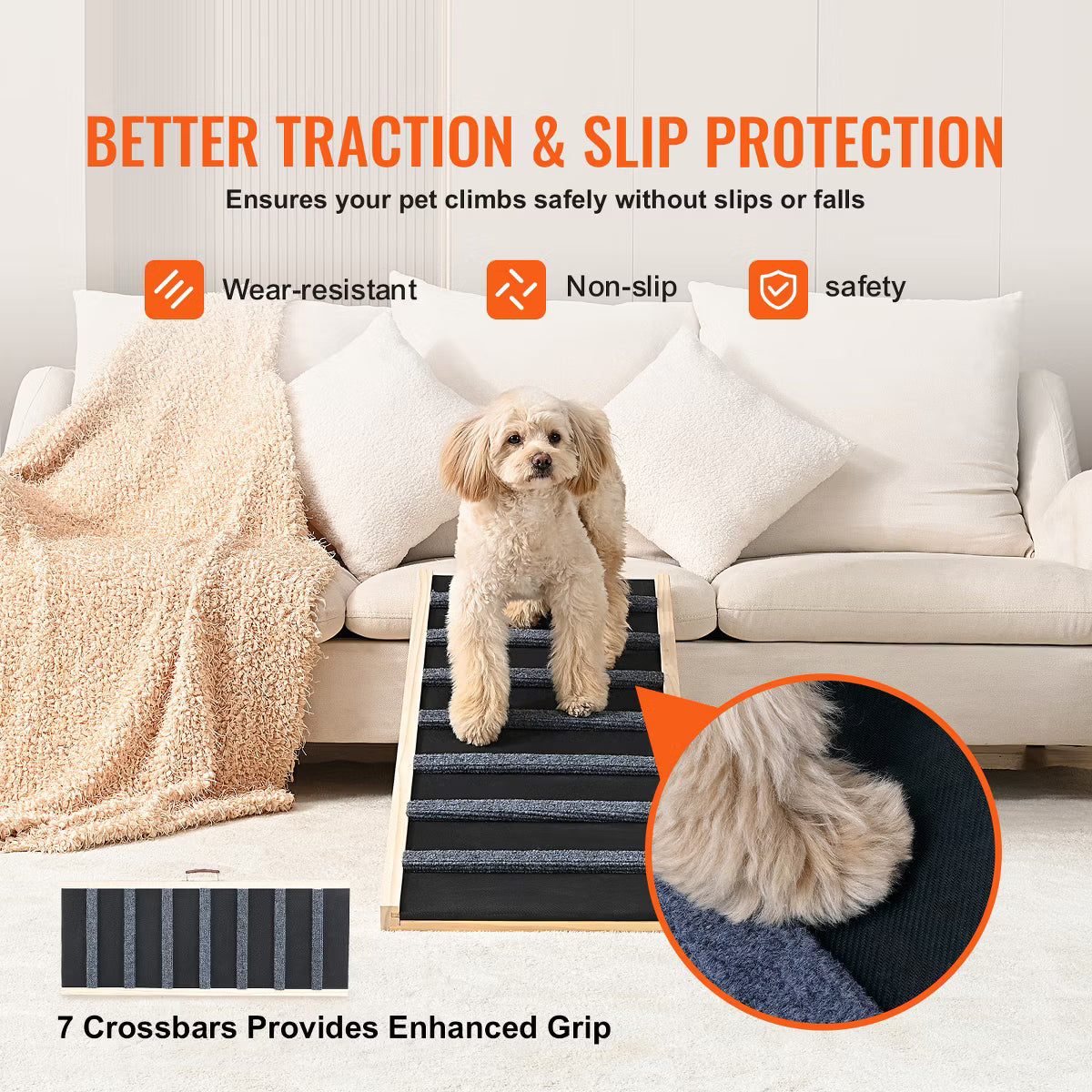 Folding Pet Ramp for Bed, Adjustable Dog Ramp for Small, Large
