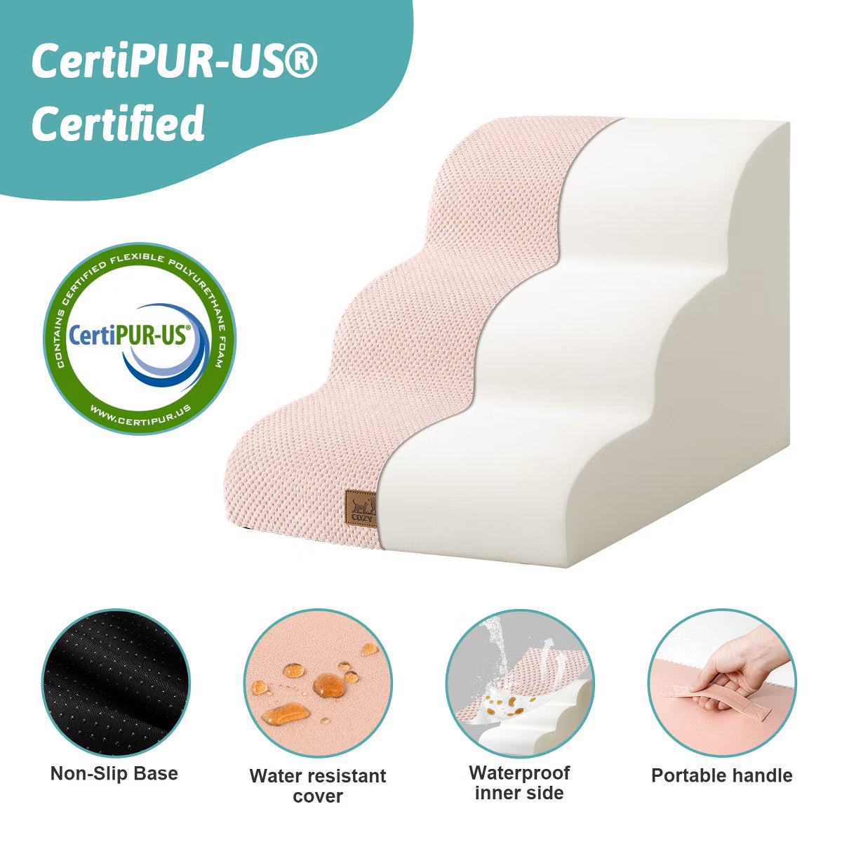 Curved Dog Stairs, Foam Ramp for Small Pets