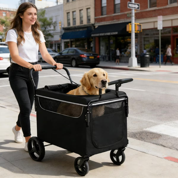 All Terrain Dog Stroller Wagon, Large & Medium Dog Pet Cart with Ramp