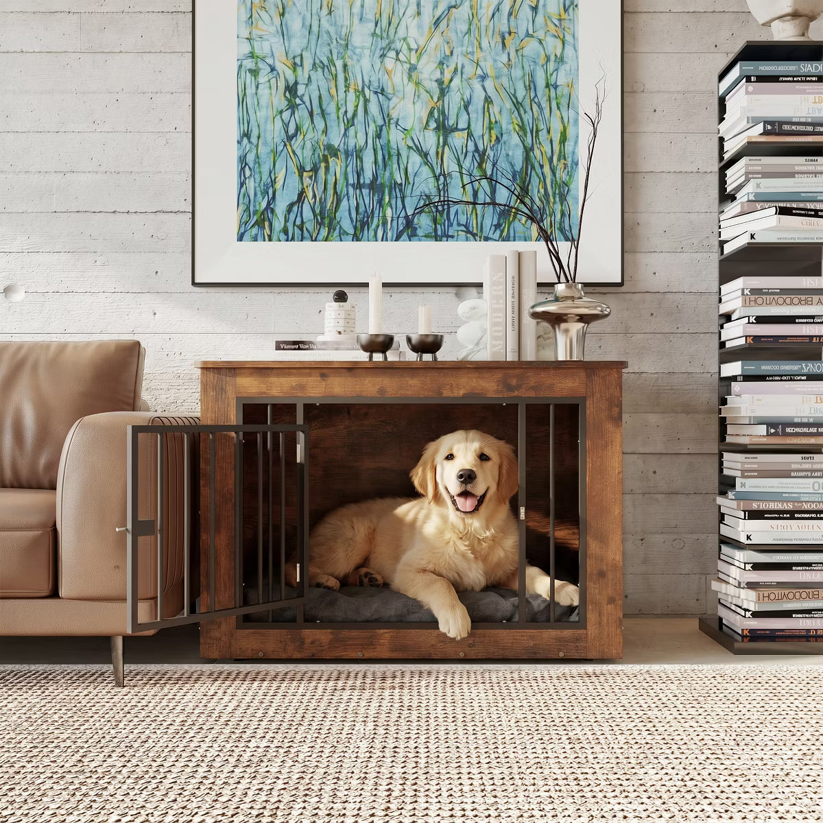 Wood Fusion Dog Cage Indoor As Side End Table,