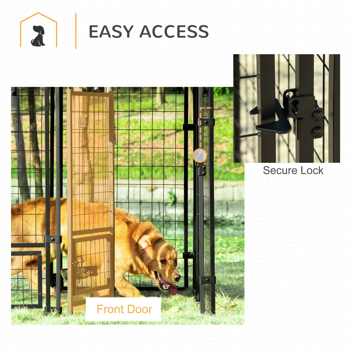 Outdoor Dog Kennel with Rotating Bowl Holders