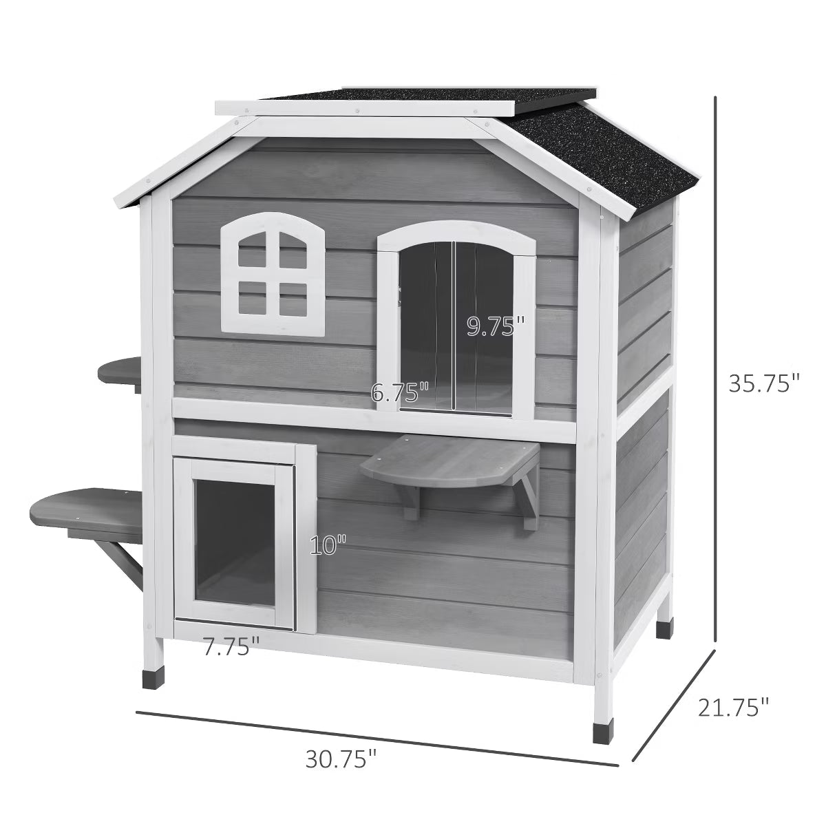 Wooden 2-Story Outdoor Cat House
