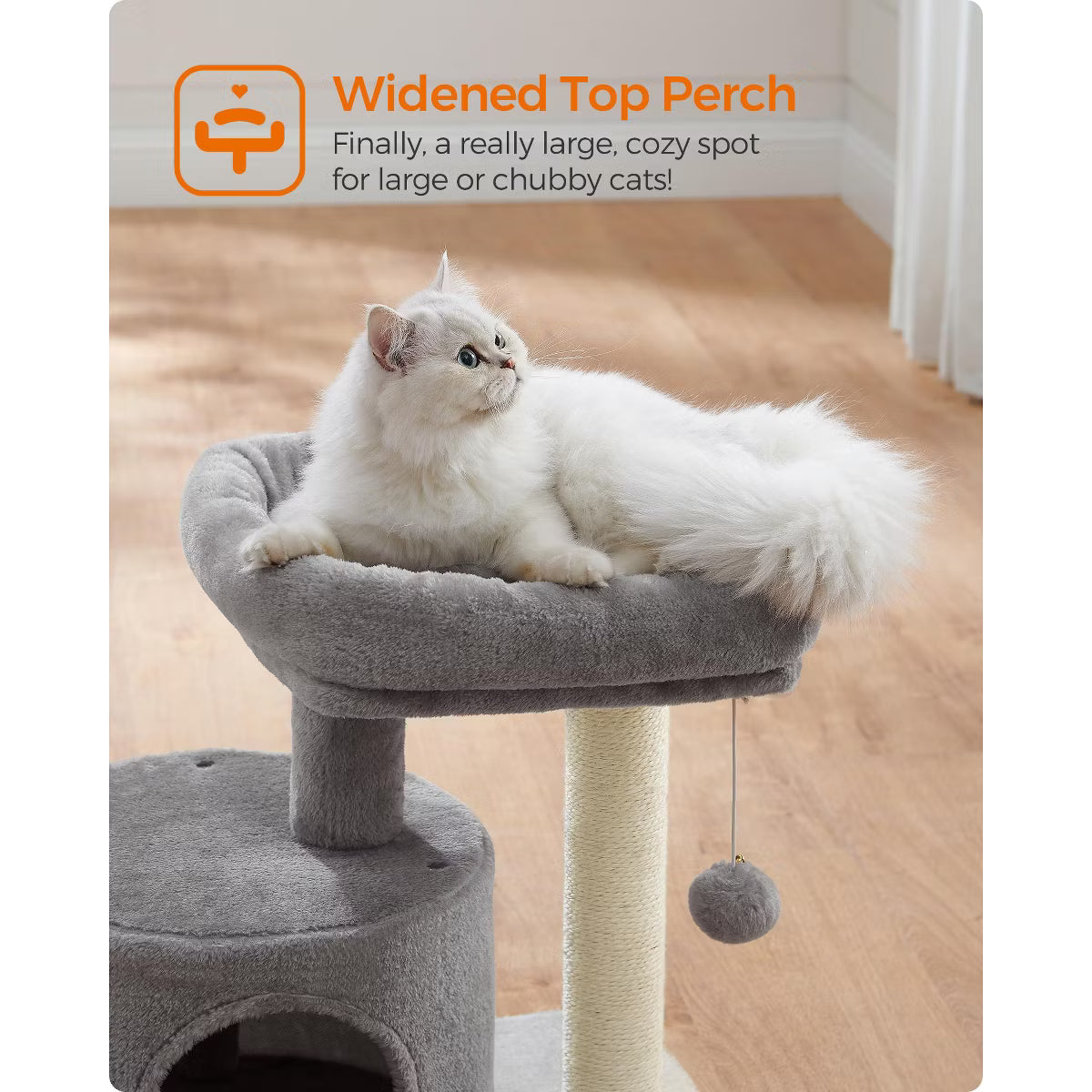 Cat Tree Tower with Sisal Scratching Post, Cat Condo with Padded Perch,