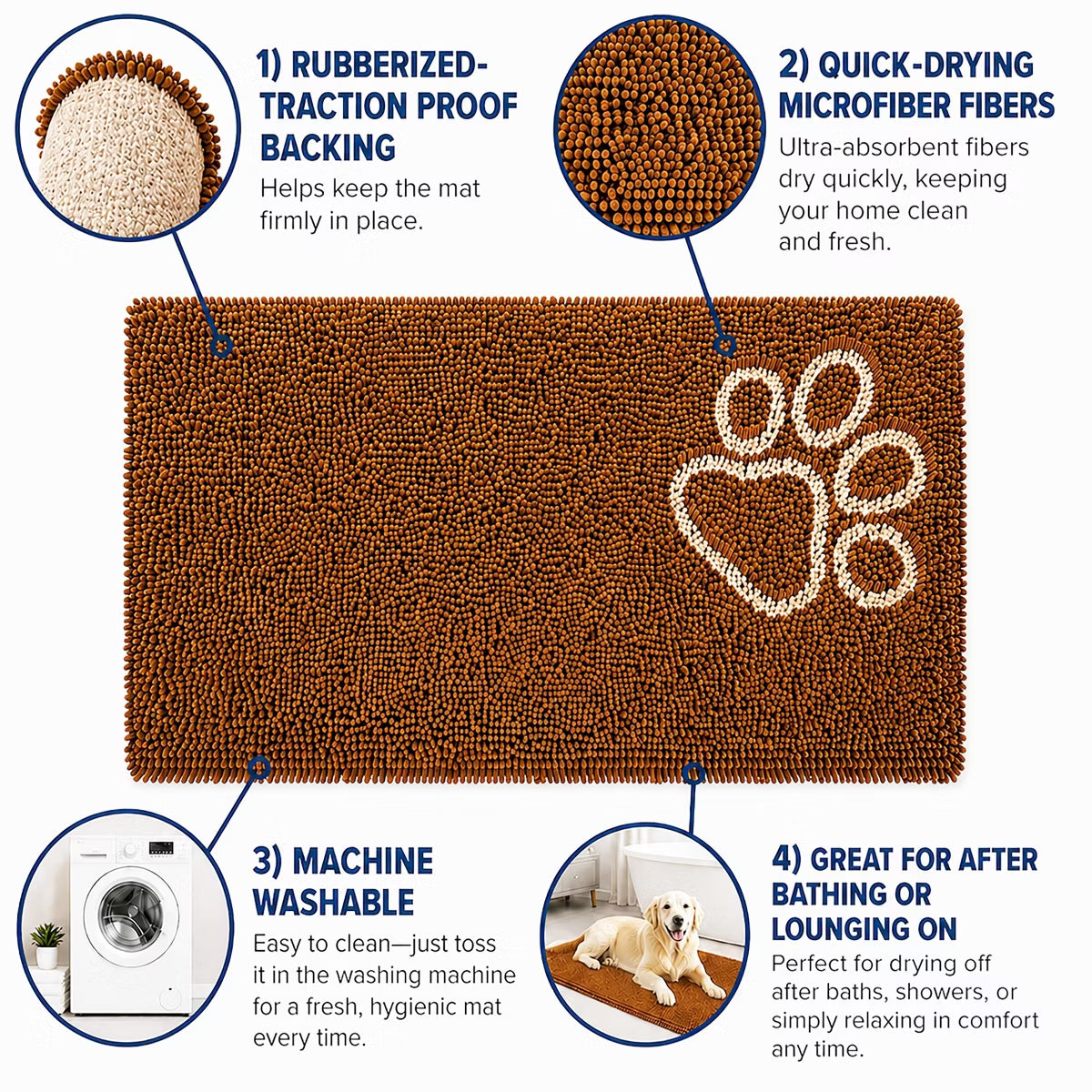 Drying Microfiber Anti-Skid and Machine Washable Dog Mat Pet Bed - 2 P