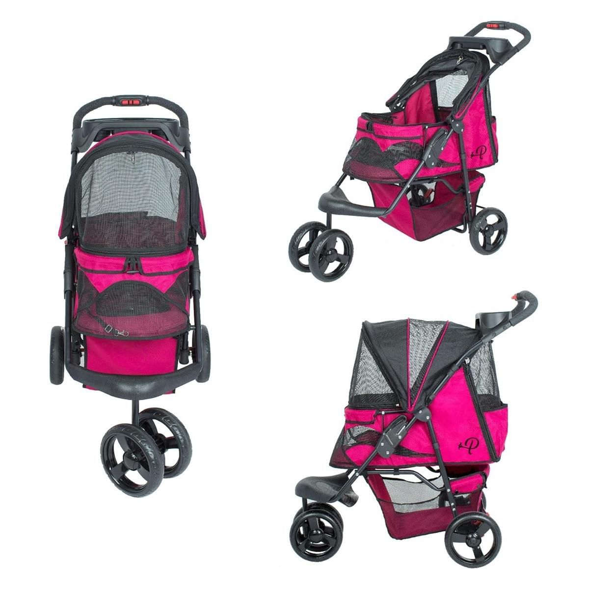 Durable Pet Stroller for Pets up to 50-lbs Razzberry