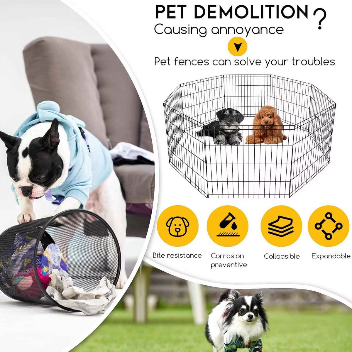 24 Inch Dog Pen 8 Panel Dog Playpen Indoor Outdoor