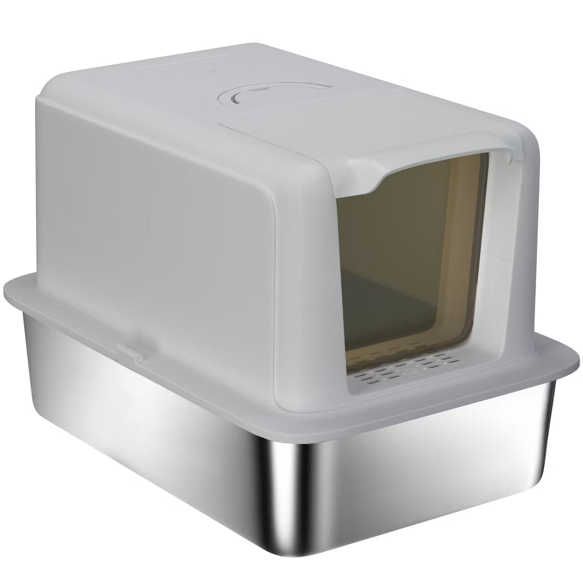 Stainless Steel Cat Litter Box, Extra Large 2 in 1 Kitty Litter Box with Removable Lid, Scoop,