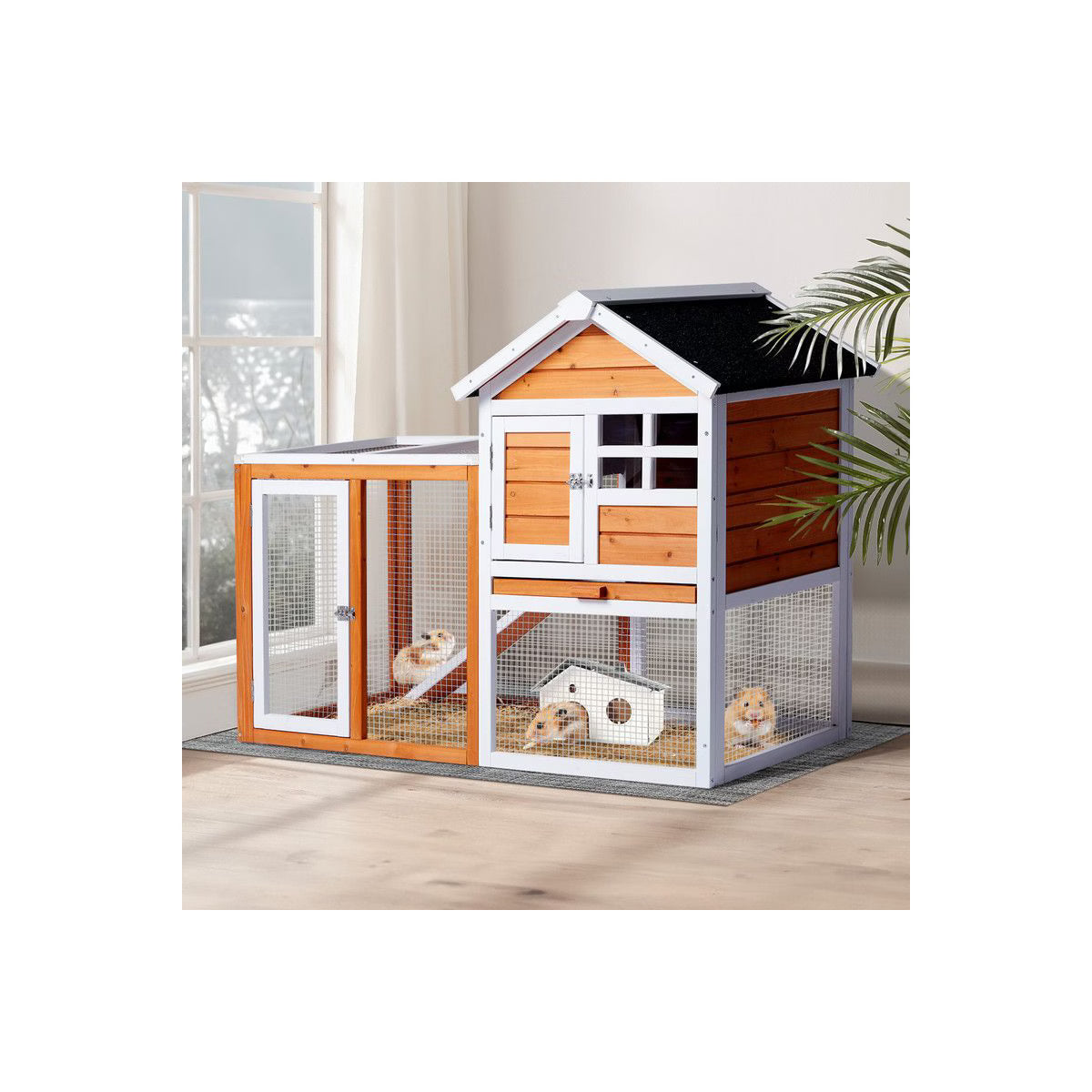 Chicken House with Leakproof Pull-Out Tray and UV-Resistant Roof Panel