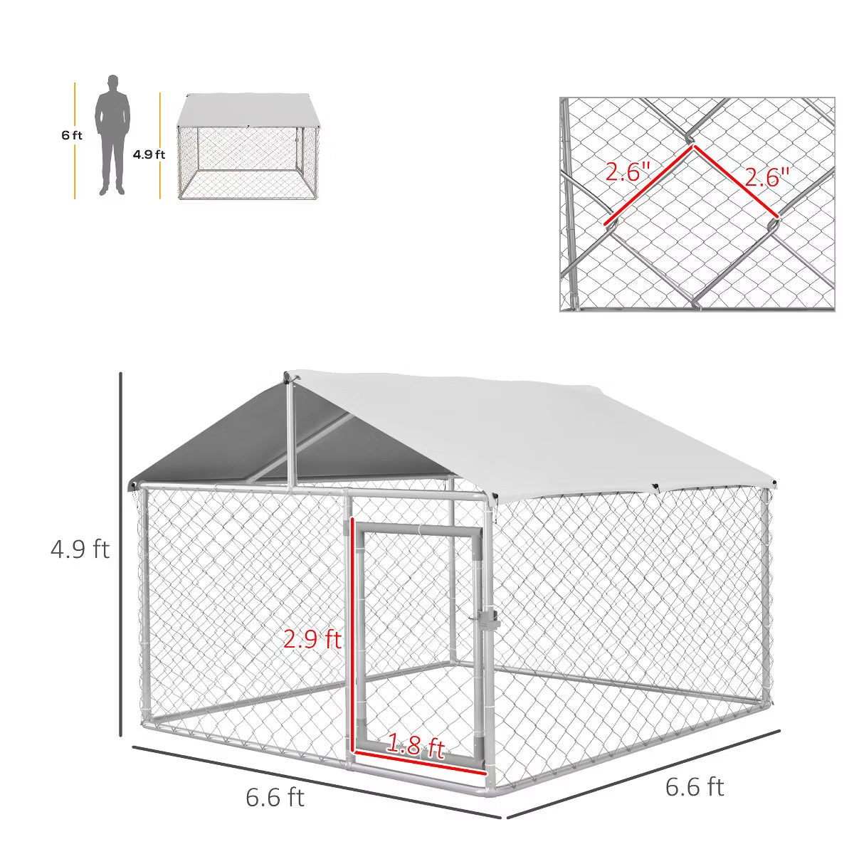 Outdoor Dog Kennel, Heavy Duty Dog Run with Waterproof Cover