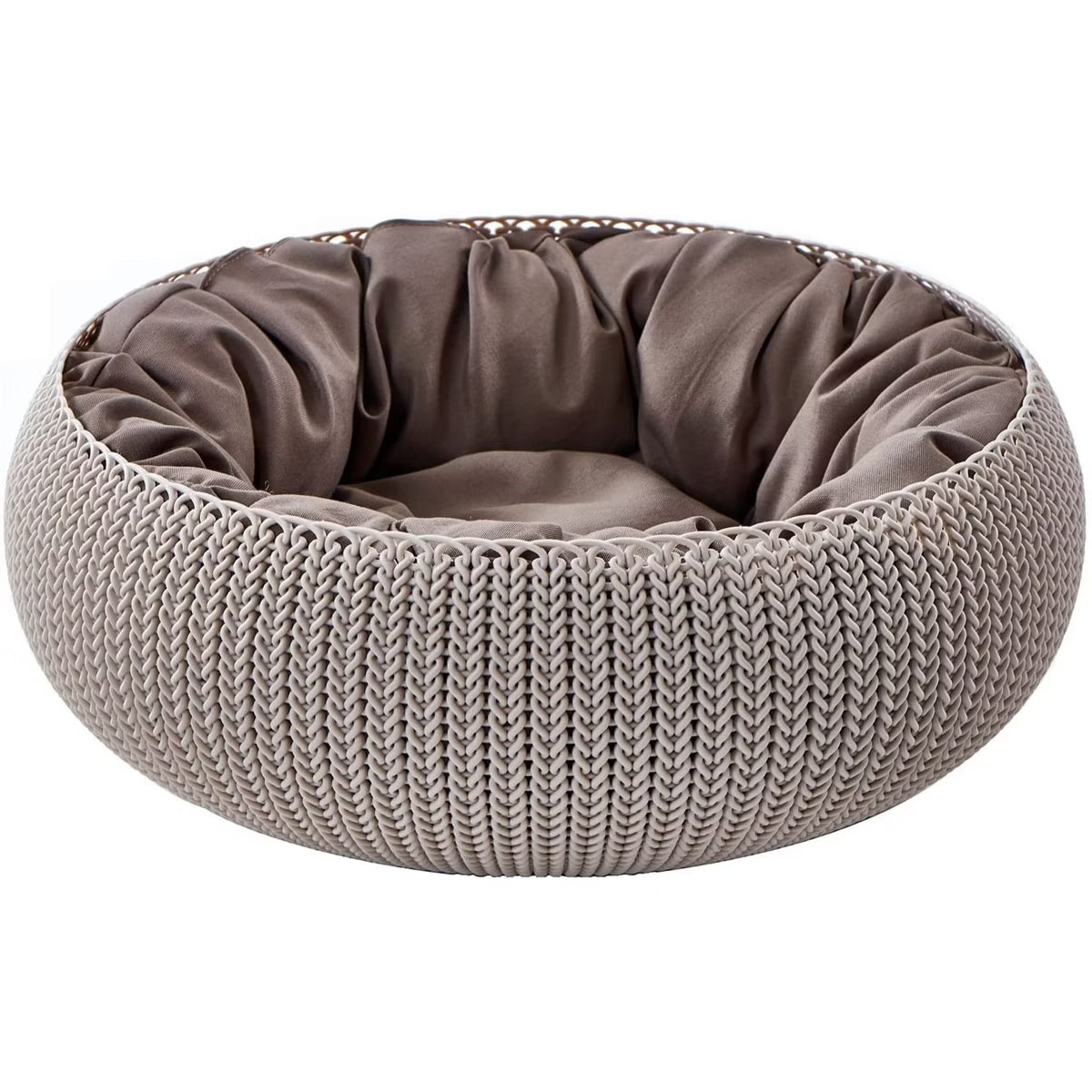 Cozy Resin Plastic Pet Bed with Cushion, Small Dogs to Medium Cats