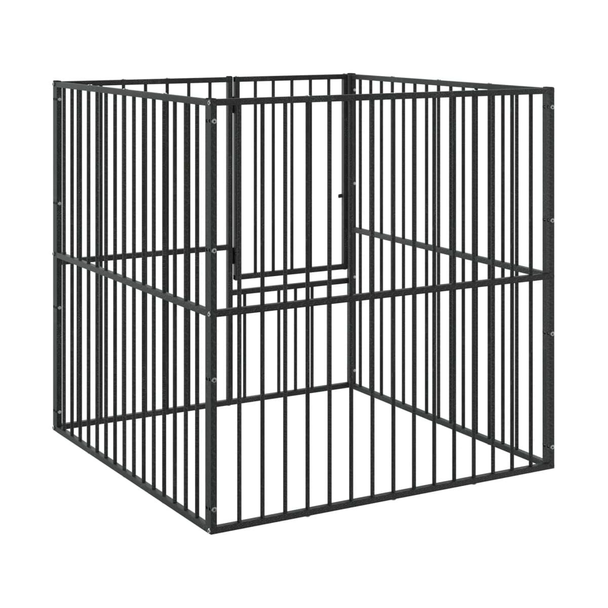 Dog Playpen Black Galvanized Steel 39.4 in Durable Dog Playpen