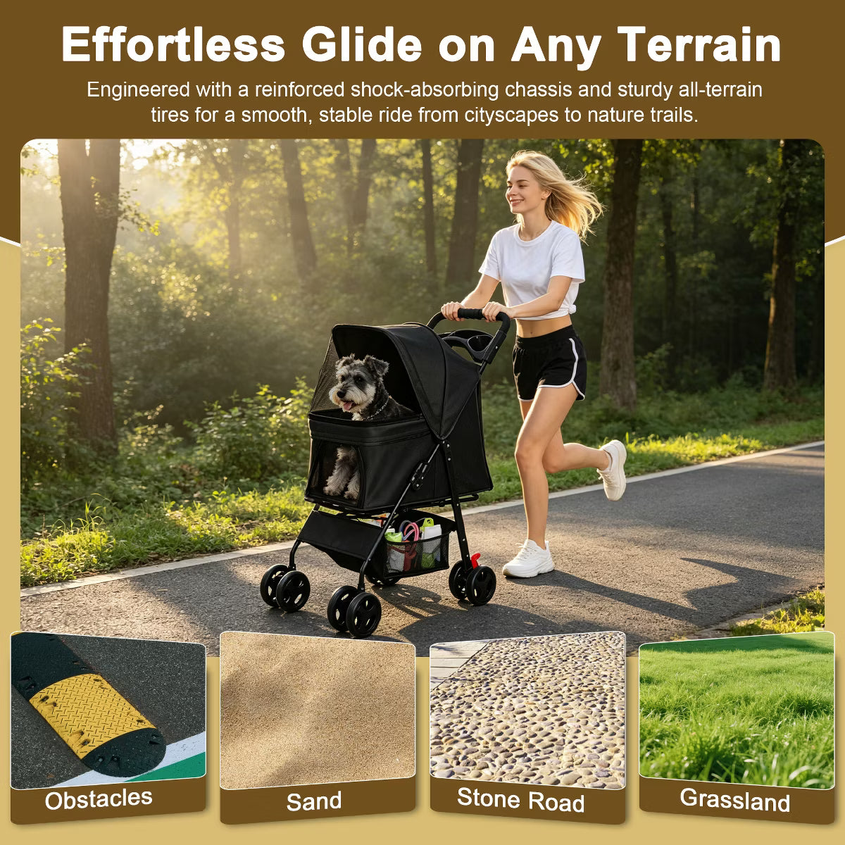 Pet Stroller for Small Dogs and Cats Under 28 lbs,