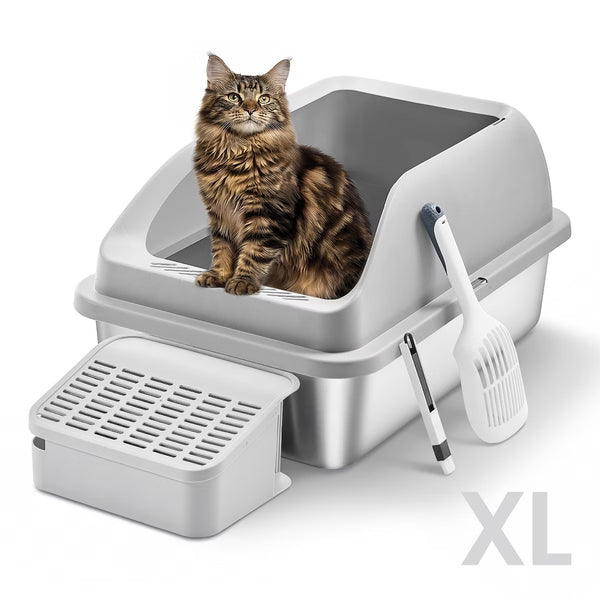 Stainless Steel Cat Litter Box with Open Top,