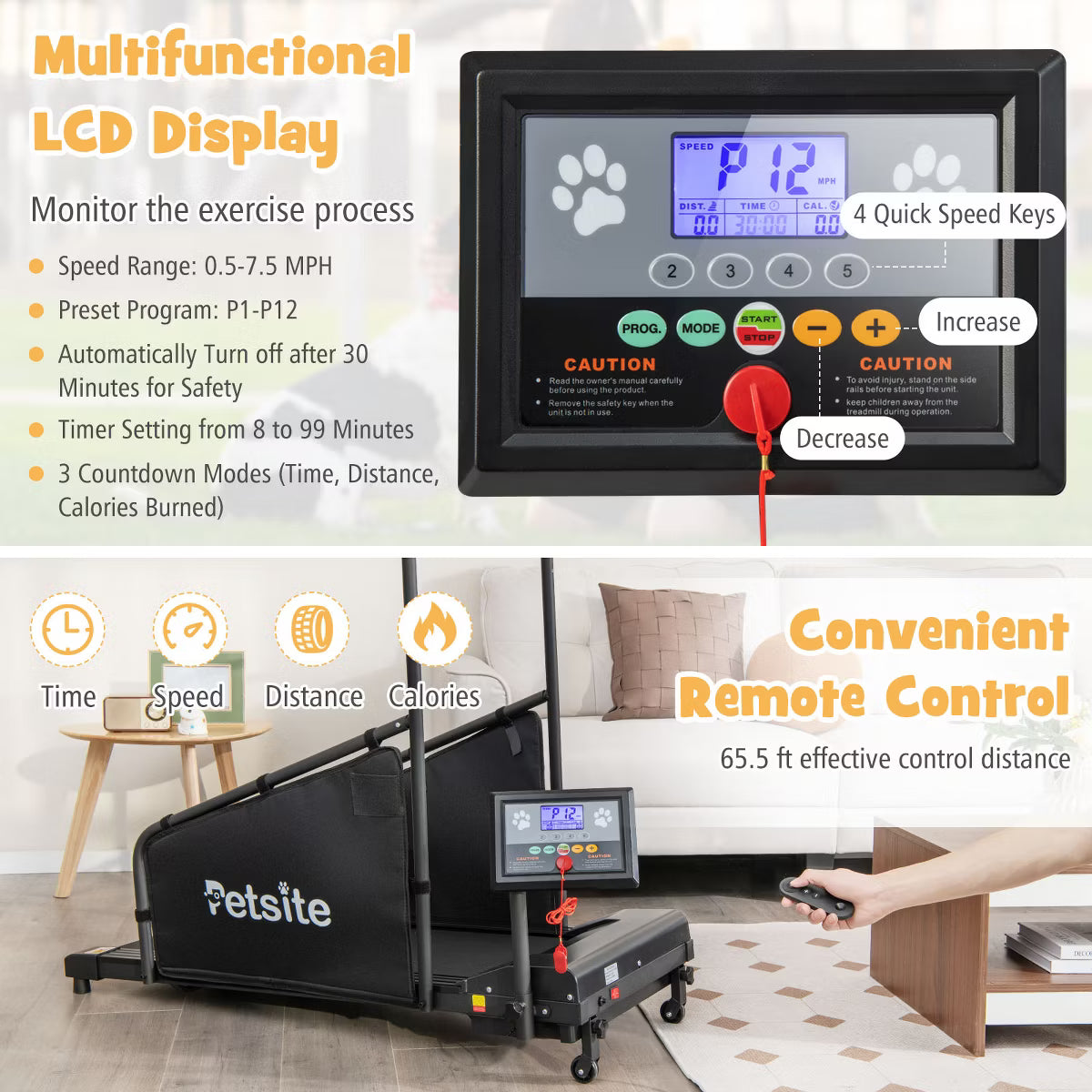 Dog Treadmill for Small/Medium Dogs Indoors Pet Running Training