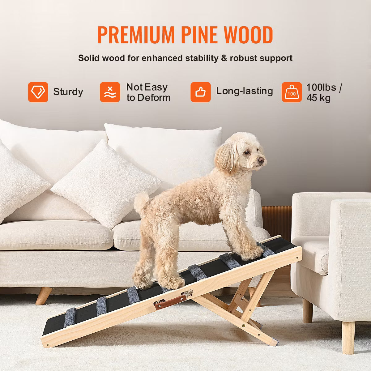 Folding Pet Ramp for Bed, Adjustable Dog Ramp for Small, Large