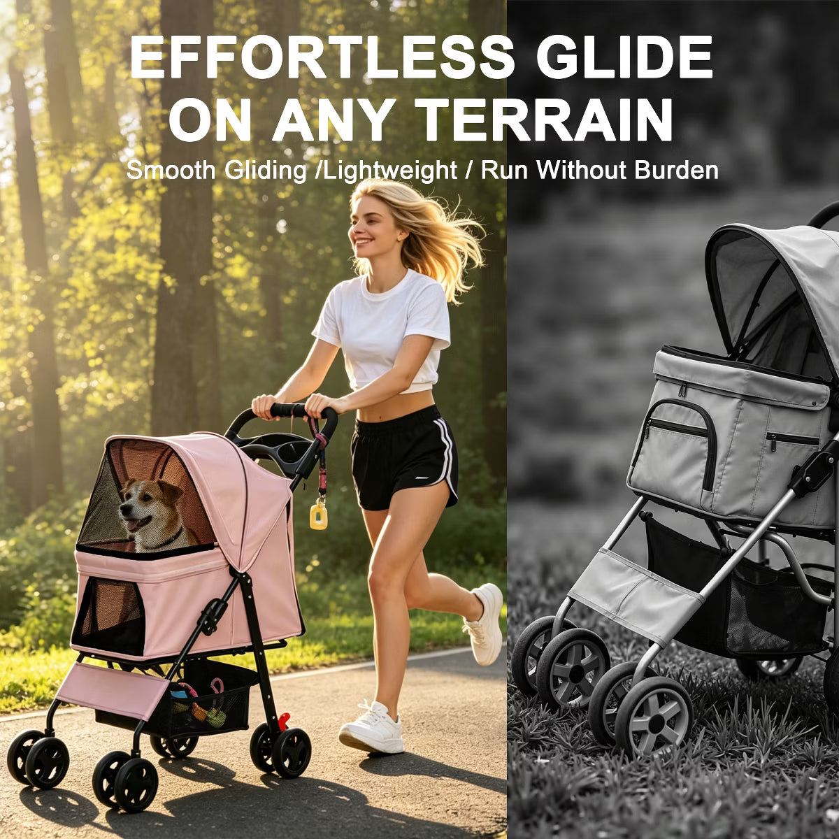 Pet Stroller for Small Dogs and Cats Under 28 lbs,