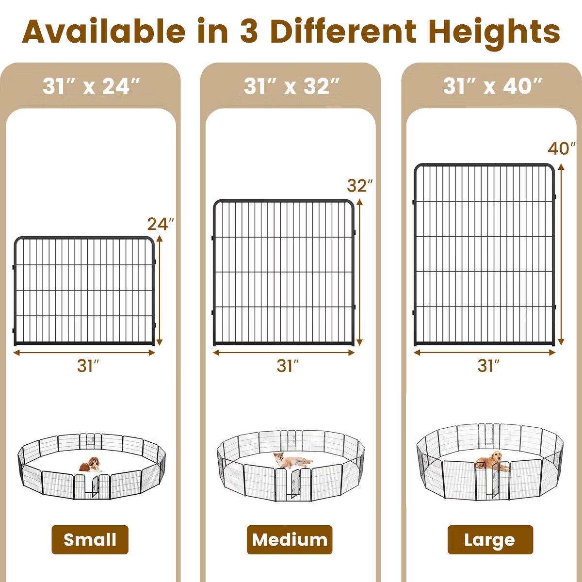 16 Panel 24" Height Pen Fence w/ Lock Indoor Outdoor Foldable Fencing Gate