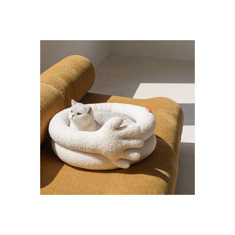 Hugging Hand Cat Bed-White