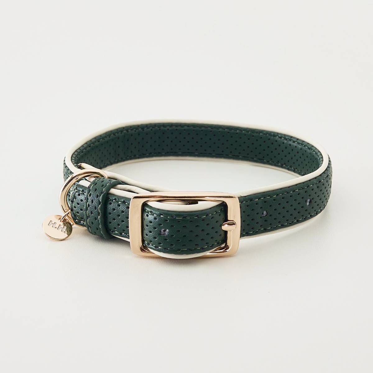 Moto Vegan Leather Dog Collar - Green