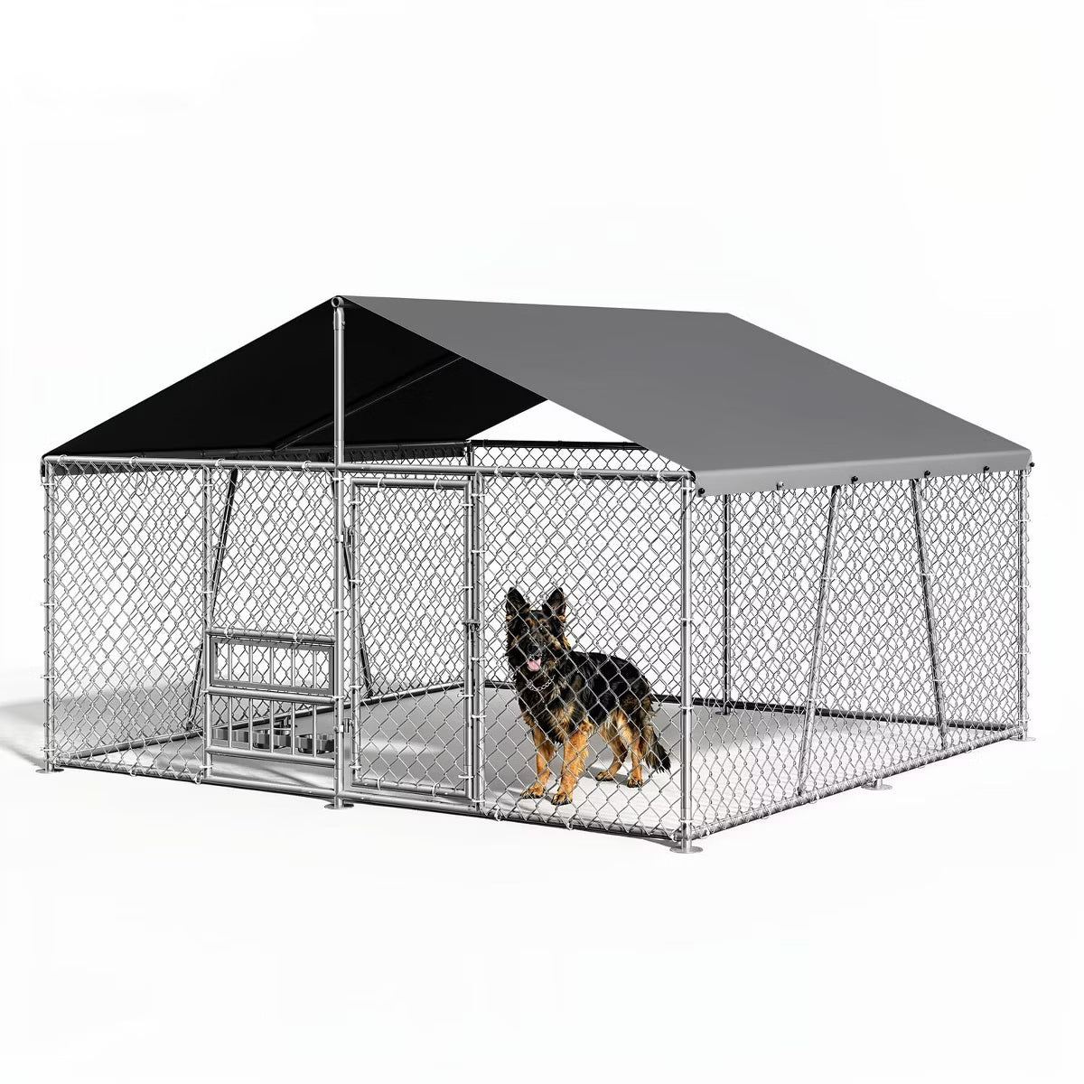 Outdoor Dog Kennel with Waterproof Cover & Lockable Door