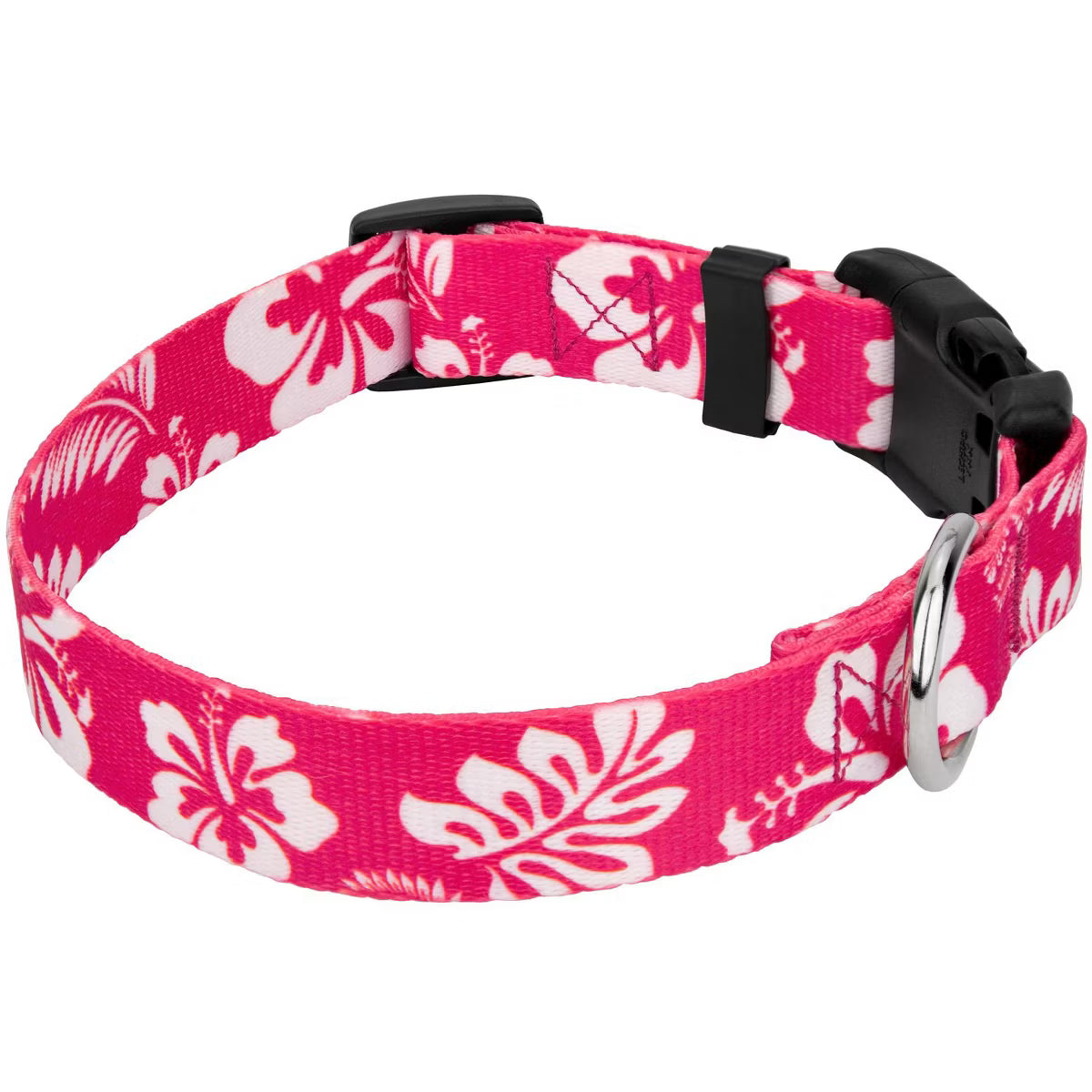 Pink Hawaiian Everyday Dog Collar Made in The U.S.A. (1 Inch, Medium