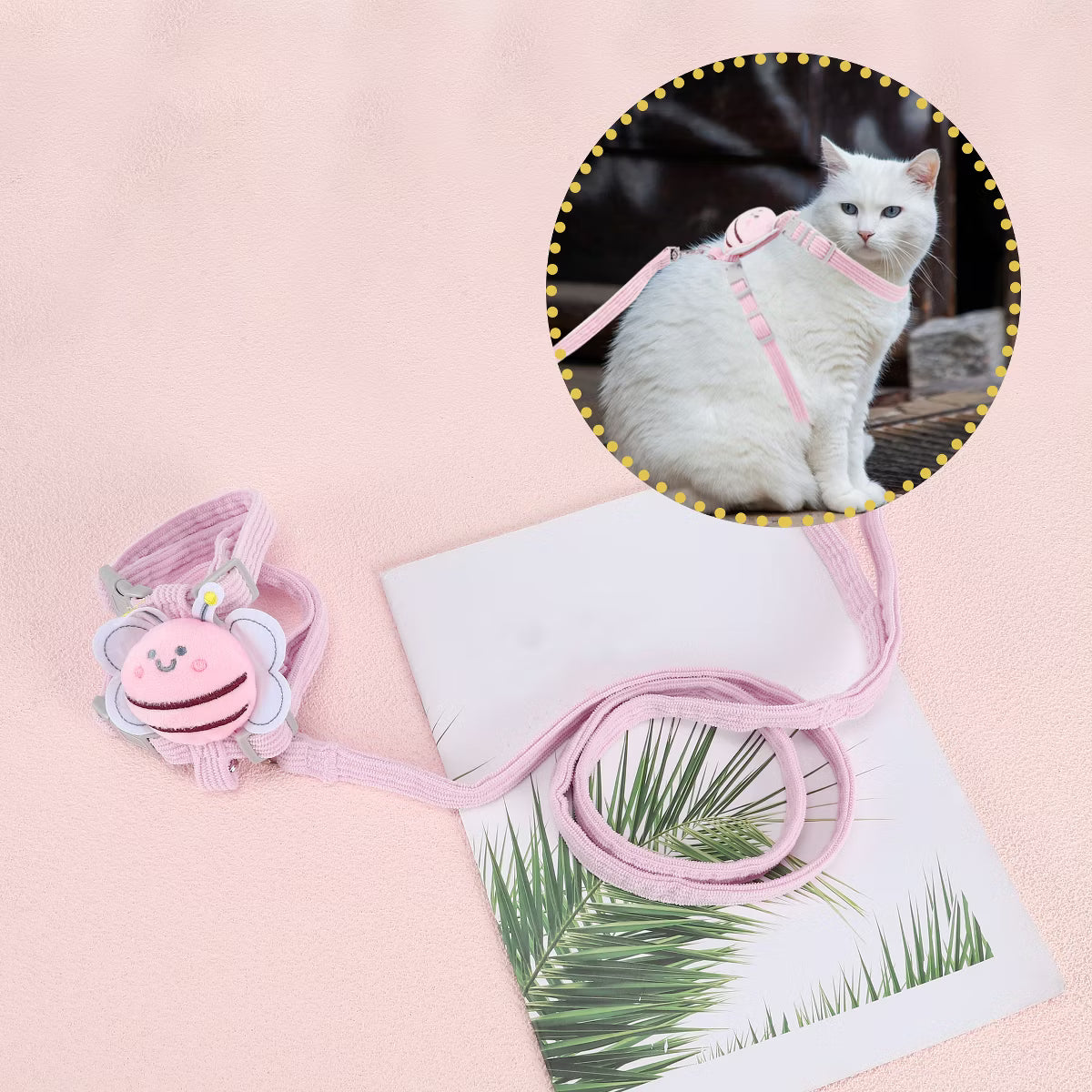 Cat Harness and Leash Set Pink S