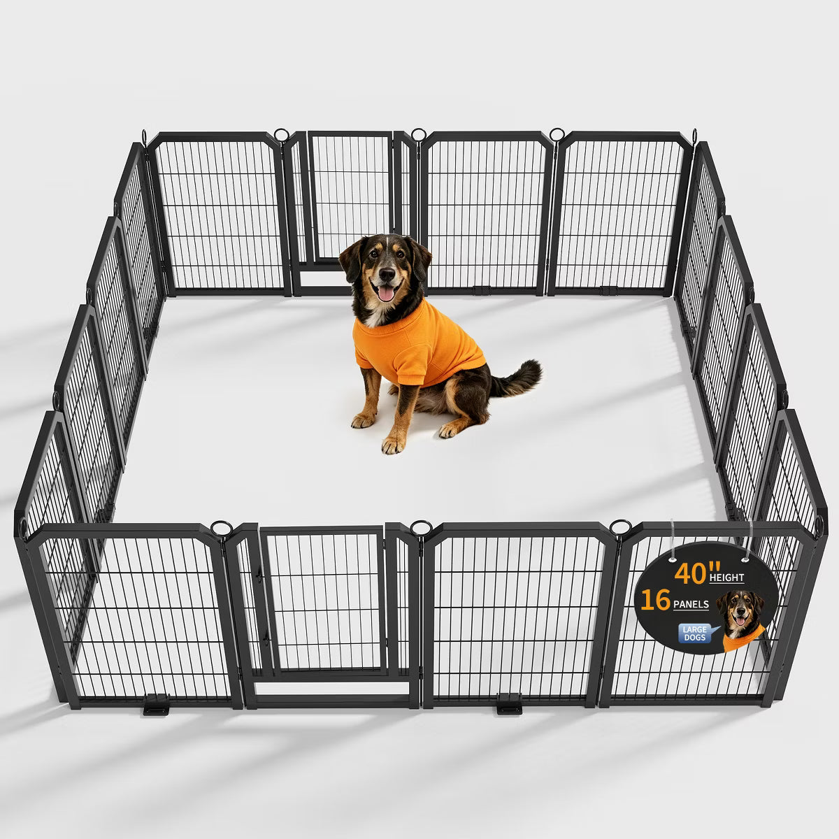 16 Panel Metal Dog Playpen – Portable Exercise Pen with Gate
